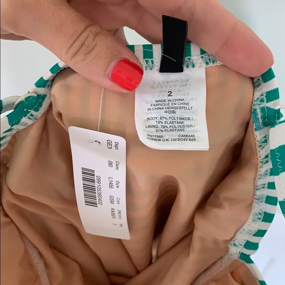 JCrew Green Stripes Ruffle One Piece Size 2 NWT - Picture 4 of 4